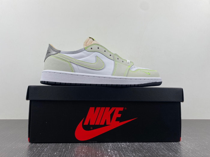 air jordan 1 retro low white ghost green black dm7837-103