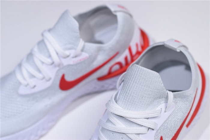 nike epic react flyknit white red aq0067 800