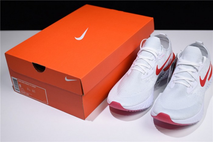 nike epic react flyknit white red aq0067 800