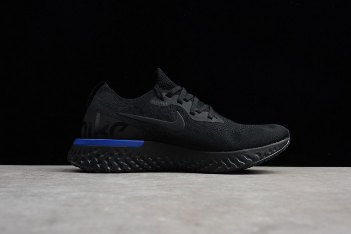 nike epic react flyknit black racer blue aq0067-004